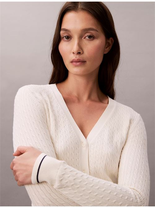 ls woven label cable cardigan CALVIN KLEIN JEANS | LV047F322GYAS